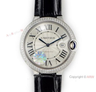 CRF Ballon Bleu De Cartier Silver Dial Leather Strap 42mm Watch Swiss Grade 1